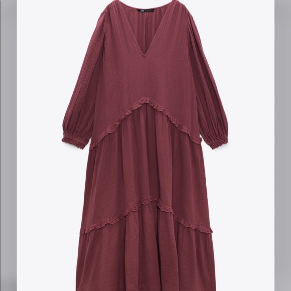 LAST NWT ZARA PLEATED DRESS DARK PURPLE - Picture 9 of 10